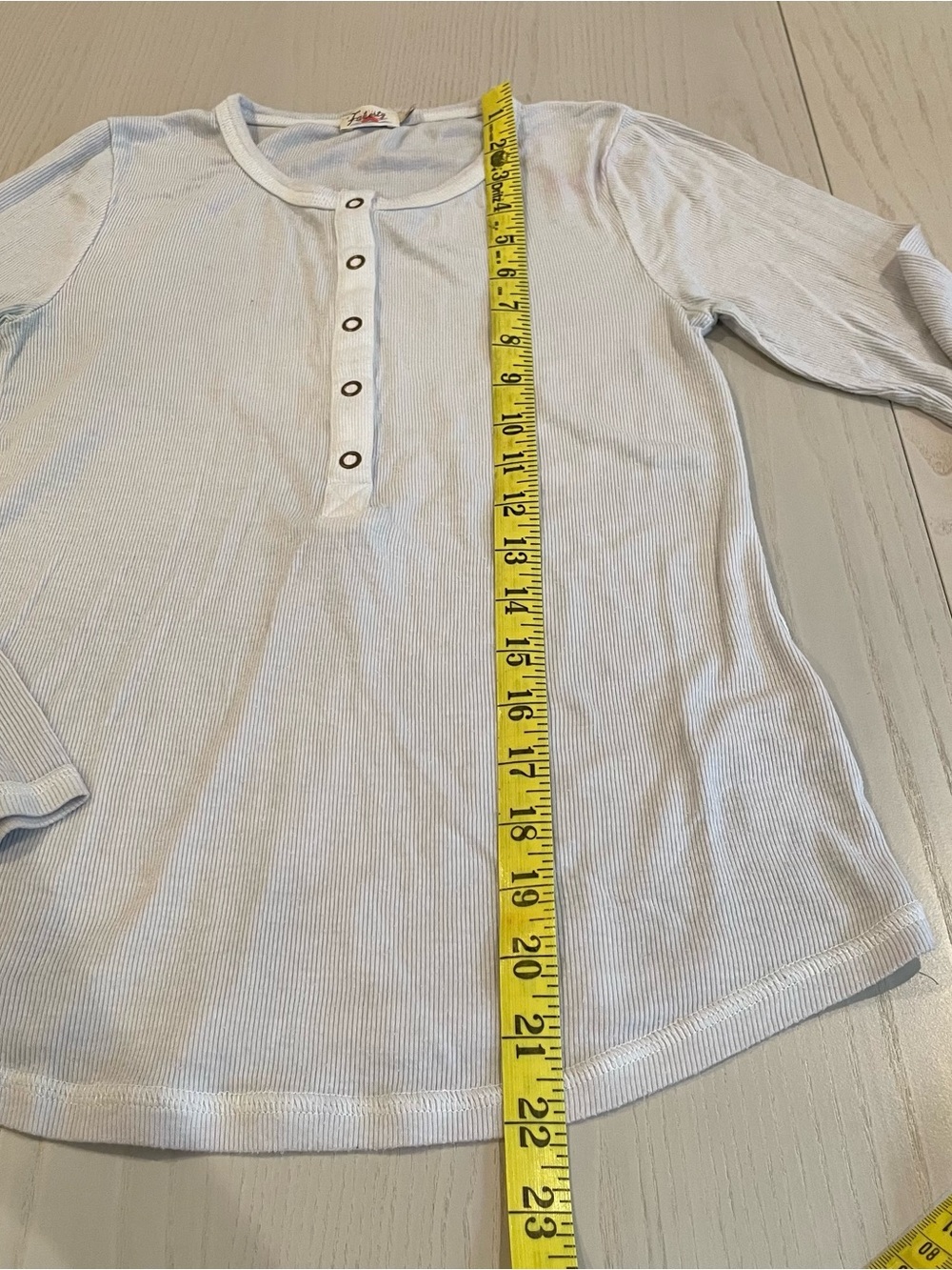 Faherty Light Blue Ribbed Henley - Size Small - Picture 2 of 7